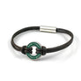 Xtinctio Bracelet - Individually hand forged in Italy from White Bronze and green Etruscan Enamel in honor of the rainforest.t Eco friendly cotton linen blend waxed cord sourced in Italy.