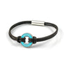 xtinctio - Individually hand forged in Italy from White Bronze and Turquoise Etruscan Enamel in honor of the Ocean. Xtinctio - Eco friendly cotton linen blend waxed cord sourced in Italy