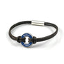 Xtinctio Bracelet - Individually hand forged in Italy from White Bronze and navy Etruscan Enamel in honor of the critically endangered Whale Eco friendly cotton linen blend waxed cord sourced in Italy.