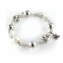 Silver Charm Bracelet with 12mm Moonstone Gemstone