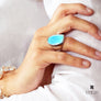 Xtinctio Ocean Vanguard Ring Hand Made in Italy by a 3rd generation goldsmith using the ancient and rarely used Etruscan enamel technique. eco-conscious jewelry ,