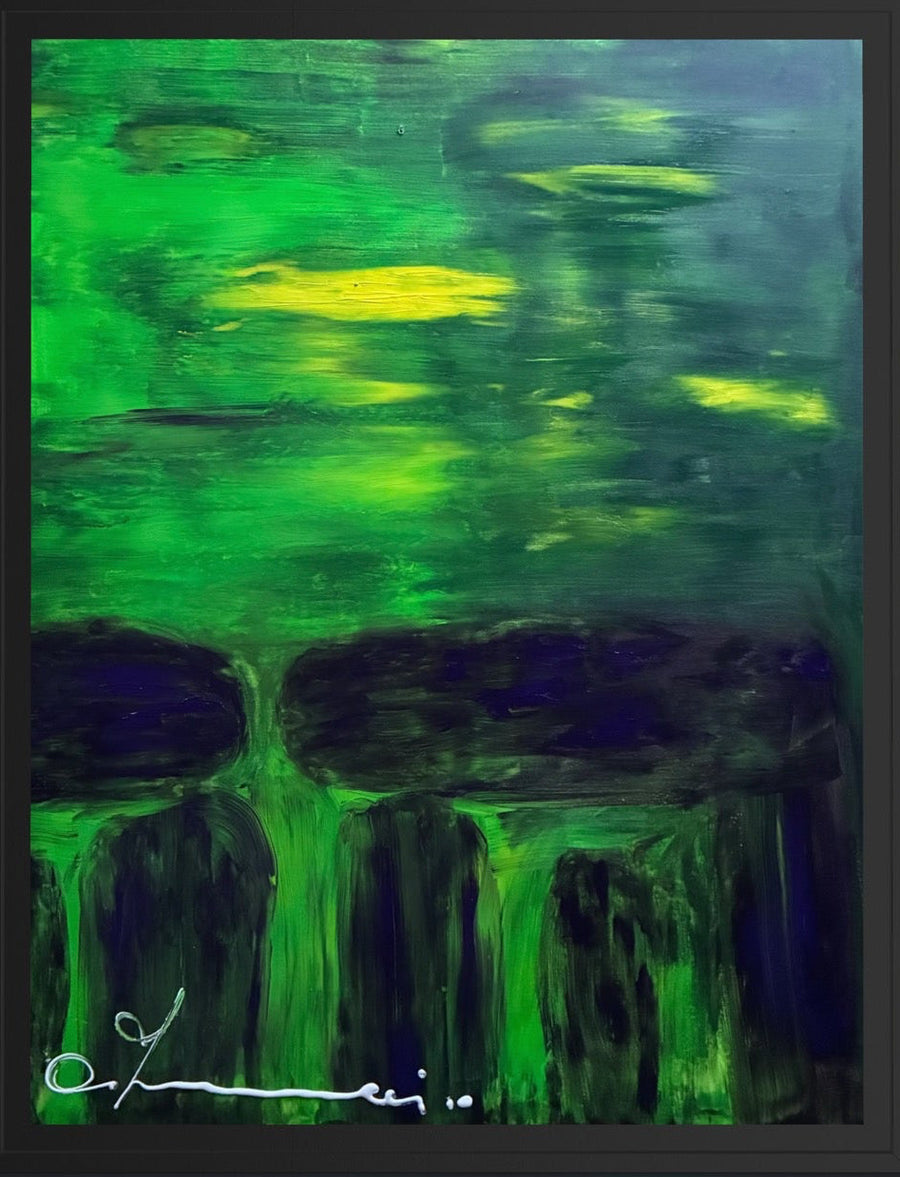 Stonehenge in green Handmade - Acrylic Original Painting