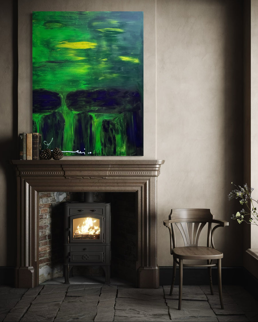 Stonehenge in green Handmade - Acrylic Original Painting