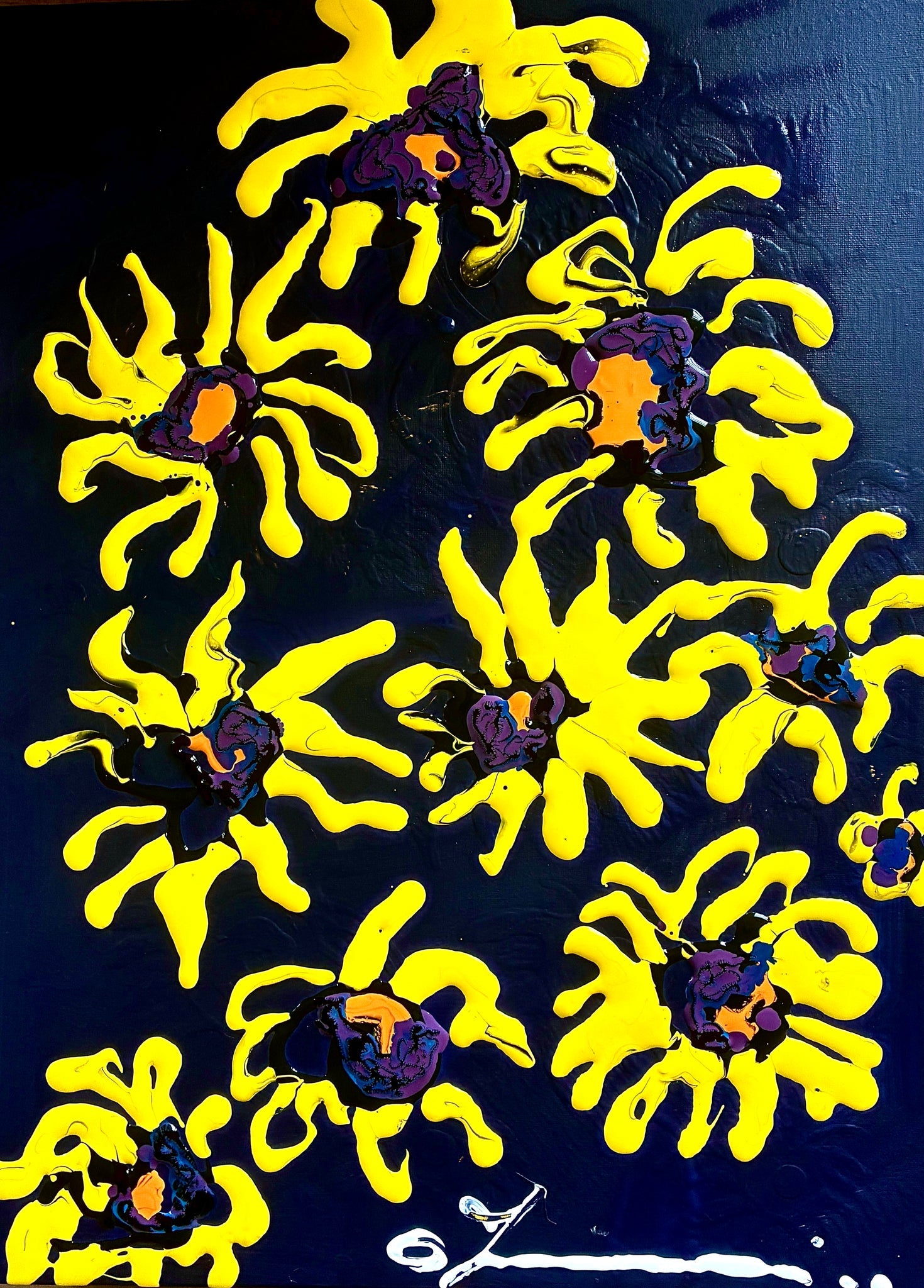 Somerset’s sunflower fields - Handmade Acrylic Original Painting