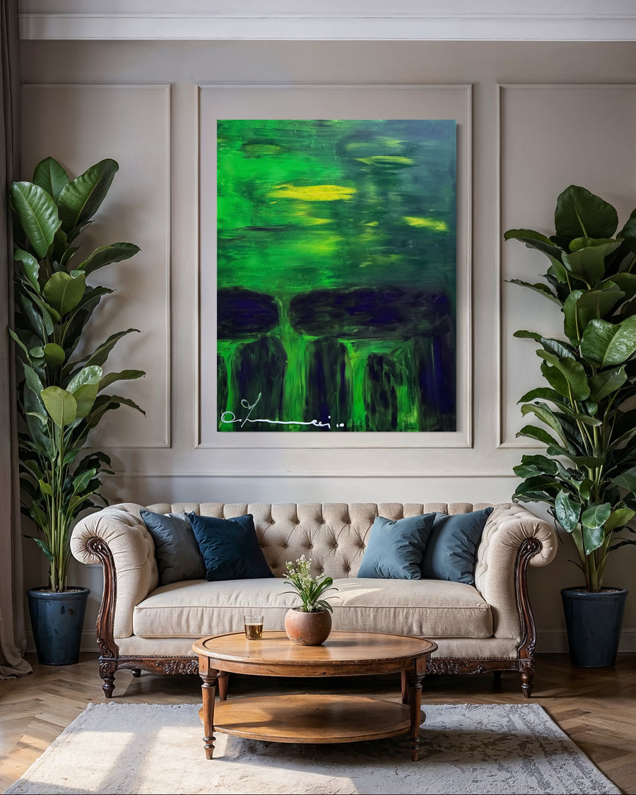 Stonehenge in green Handmade - Acrylic Original Painting