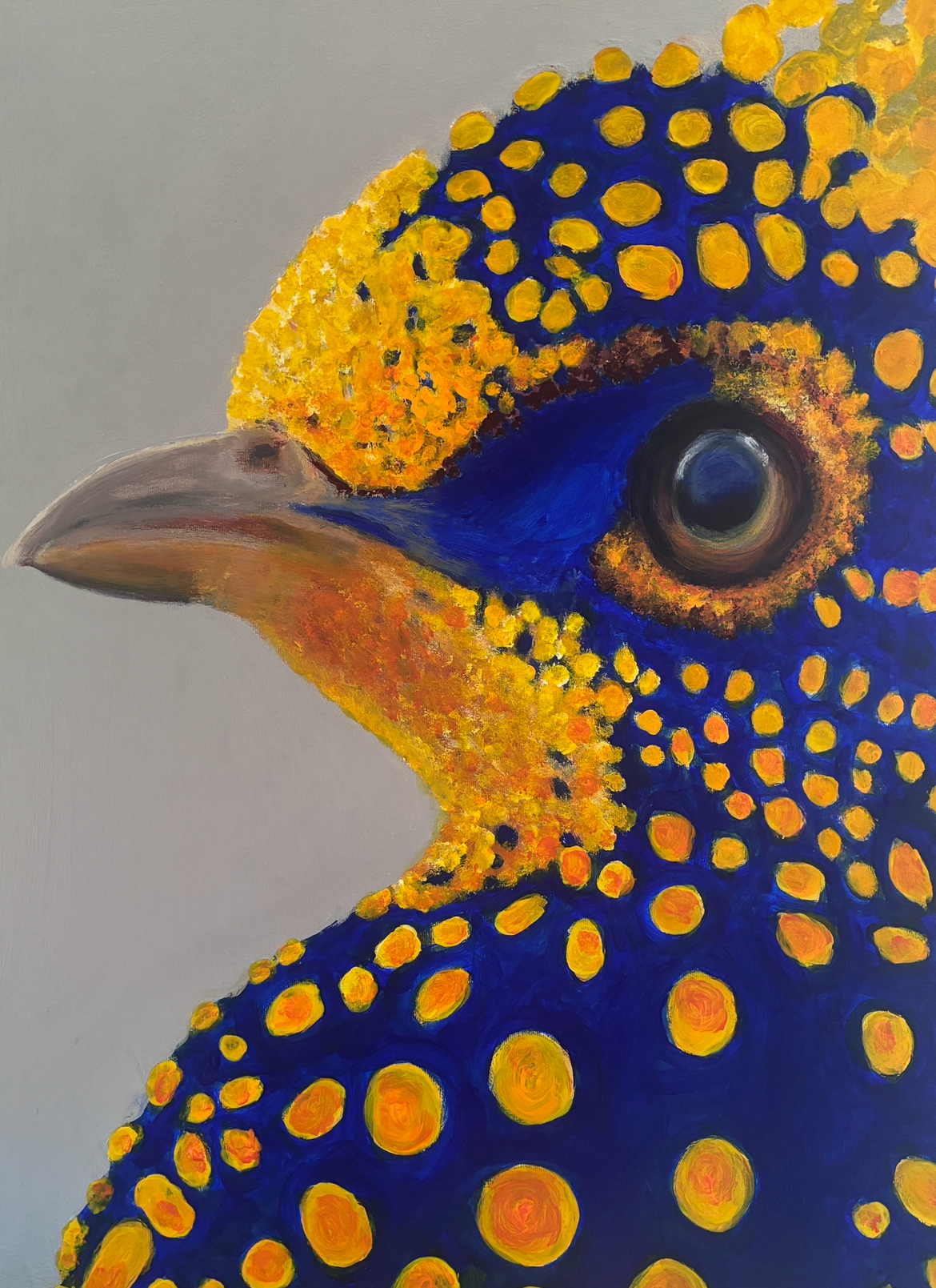 Blue and Gold Bird - Handmade Acrylic Original Painting