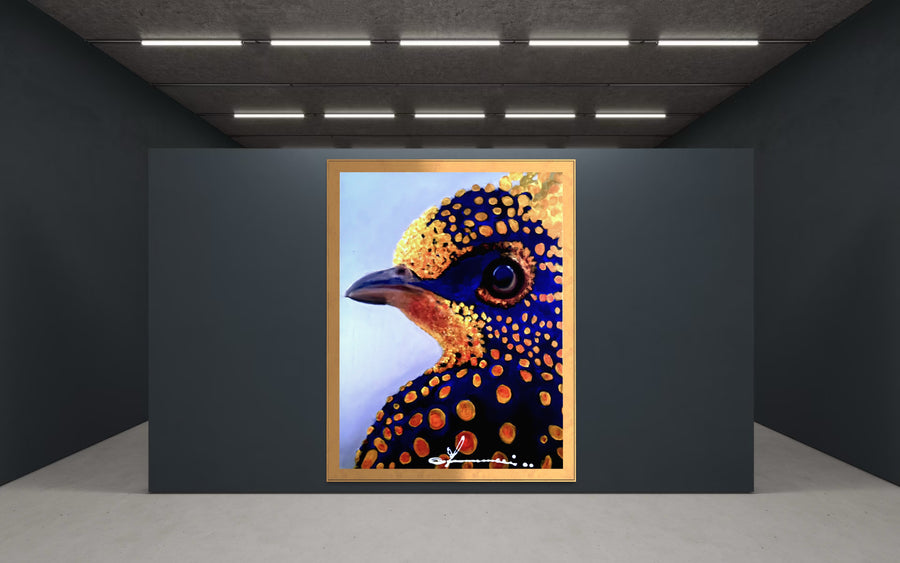 Blue and Gold Bird Handmade Acrylic Original Painting