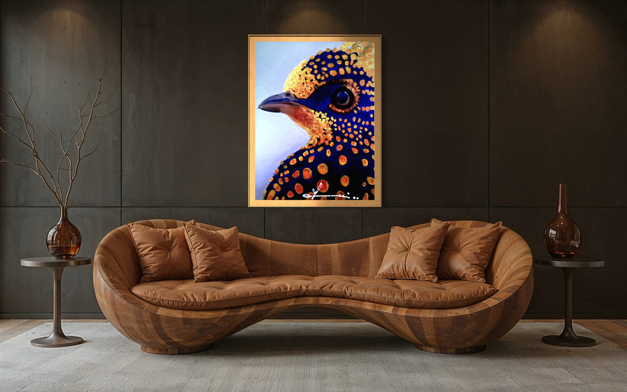Blue and Gold Bird Handmade Acrylic Original Painting
