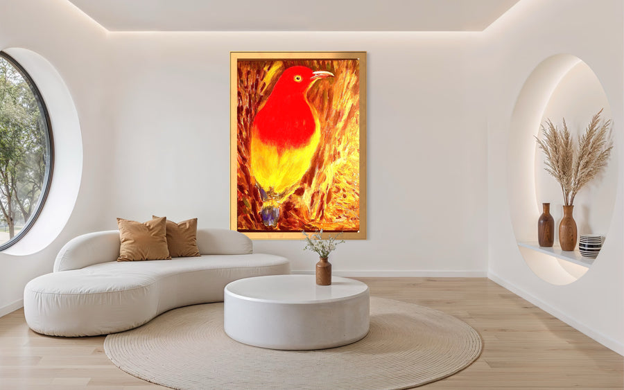 Flame Bowerbird - Handmade Acrylic Original Painting