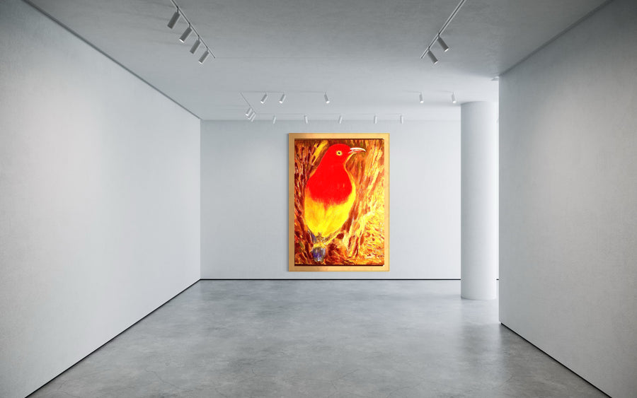 Flame Bowerbird - Handmade Acrylic Original Painting