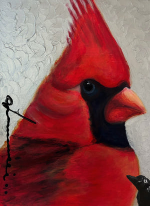 Cardinal Bird - Handmade Acrylic Original Painting