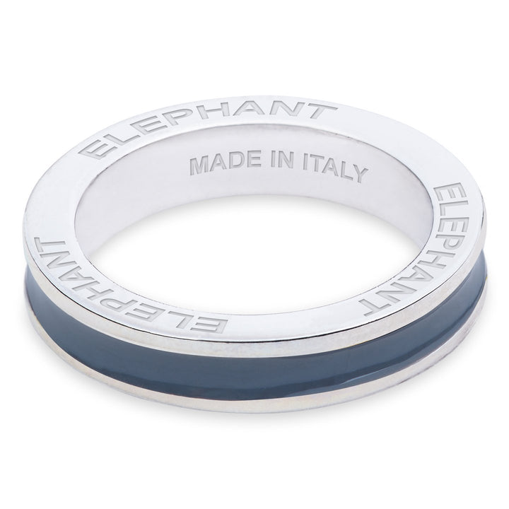 Xtinctio- - Hand made in Italy by a 3rd generation Goldsmith, this eco conscious white Bronze and grey enamel ring is engraved with the word "Elephant".  
