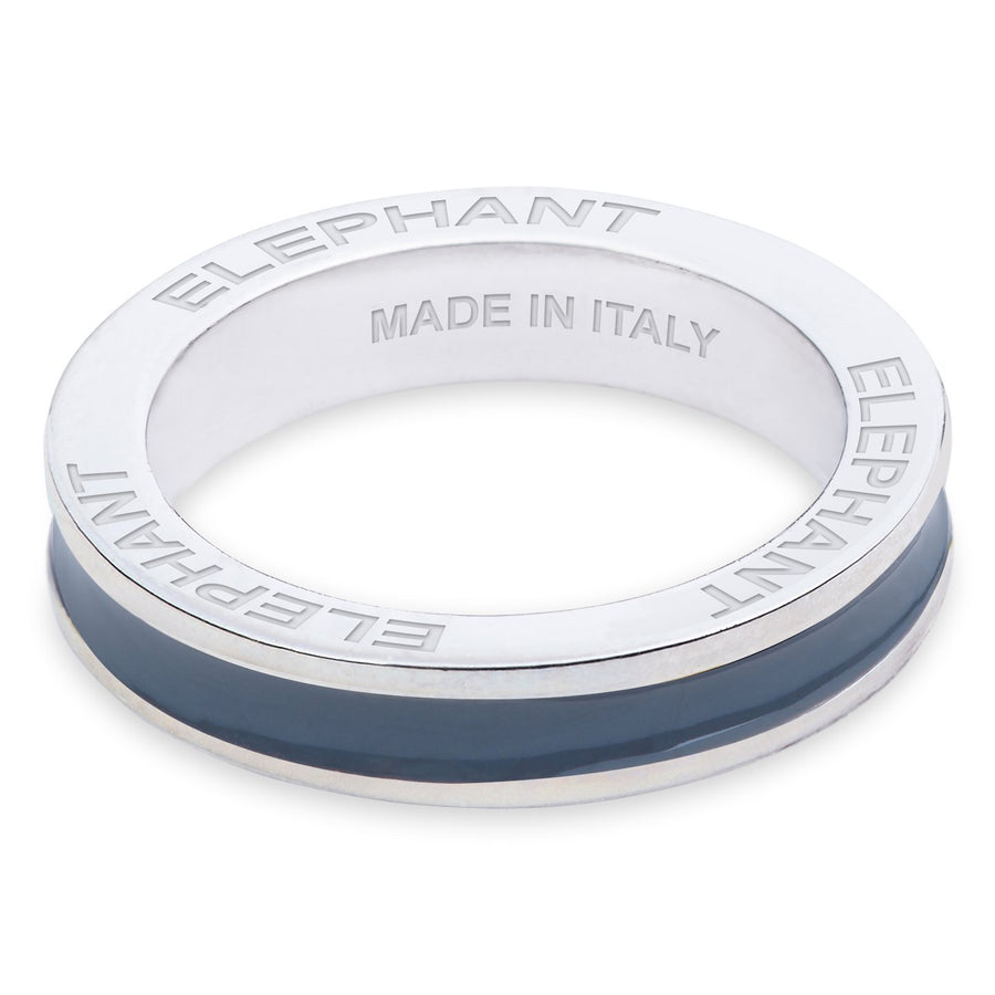 Xtinctio- - Hand made in Italy by a 3rd generation Goldsmith, this eco conscious white Bronze and grey enamel ring is engraved with the word "Elephant".  