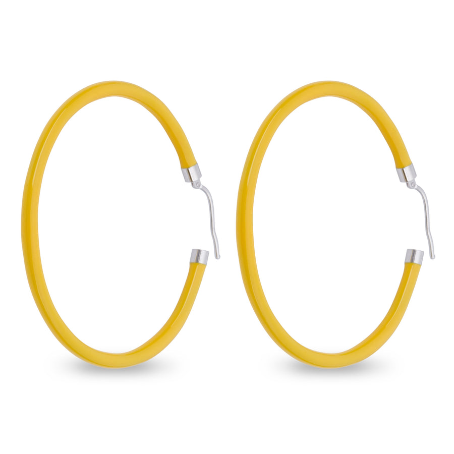 Xtinctio - These circular bronze enameled hoop earrings are hand made in Italy by a 3rd generation goldsmith using the ancient Etruscan art of enameling.  designed in color yellow in honor of the unique Tiger.