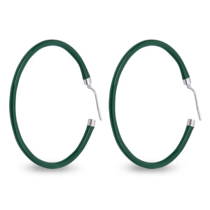 Xtinctio - These circular bronze enameled hoop earrings are hand made in Italy by a 3rd generation goldsmith using the ancient Etruscan art of enameling.  designed in color green  in honor of the beautiful rainforest.