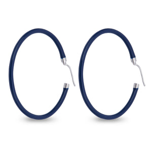 Xtinctio - These circular bronze enameled hoop earrings are hand made in Italy by a 3rd generation goldsmith using the ancient Etruscan art of enameling.  designed in color navy blue in honor of the majestic whale.