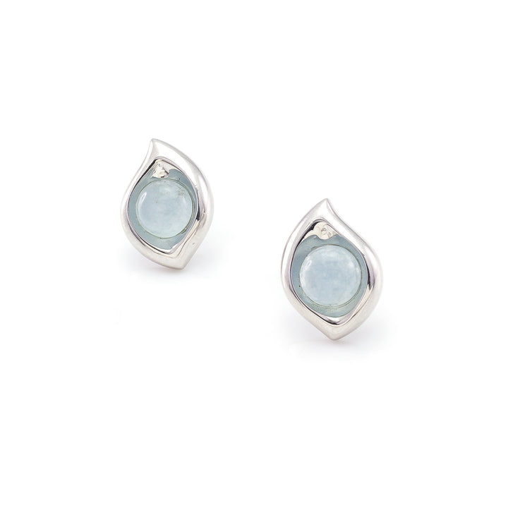 Leaf Earrings 925 Silver and Chalcedony