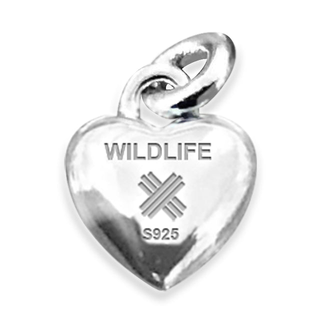 Xtinctio - This Necklace eco conscious, timeless represents love and compassion for these wonderful creatures, Wildlife Heart shaped Pendant 925 sterling silver with enlayed red enameled 925 sterling  necklace, representing our commitment to protecting this critically endangered cornerstone species.   Xtinctio - For The Survival Of The Species -