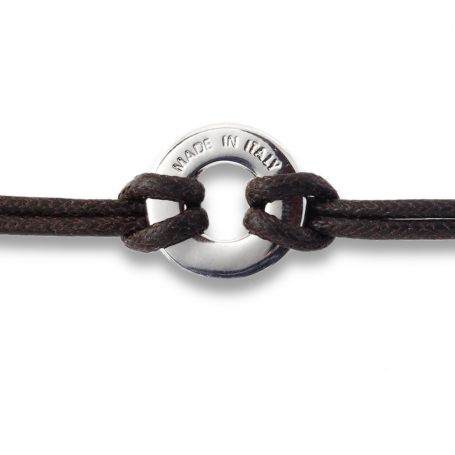 Xtinctio Bracelet - Individually hand forged in Italy from White Bronze and black Etruscan Enamel in honor of the critically endangered Rhino.  Eco friendly cotton linen blend waxed cord sourced in Italy. 