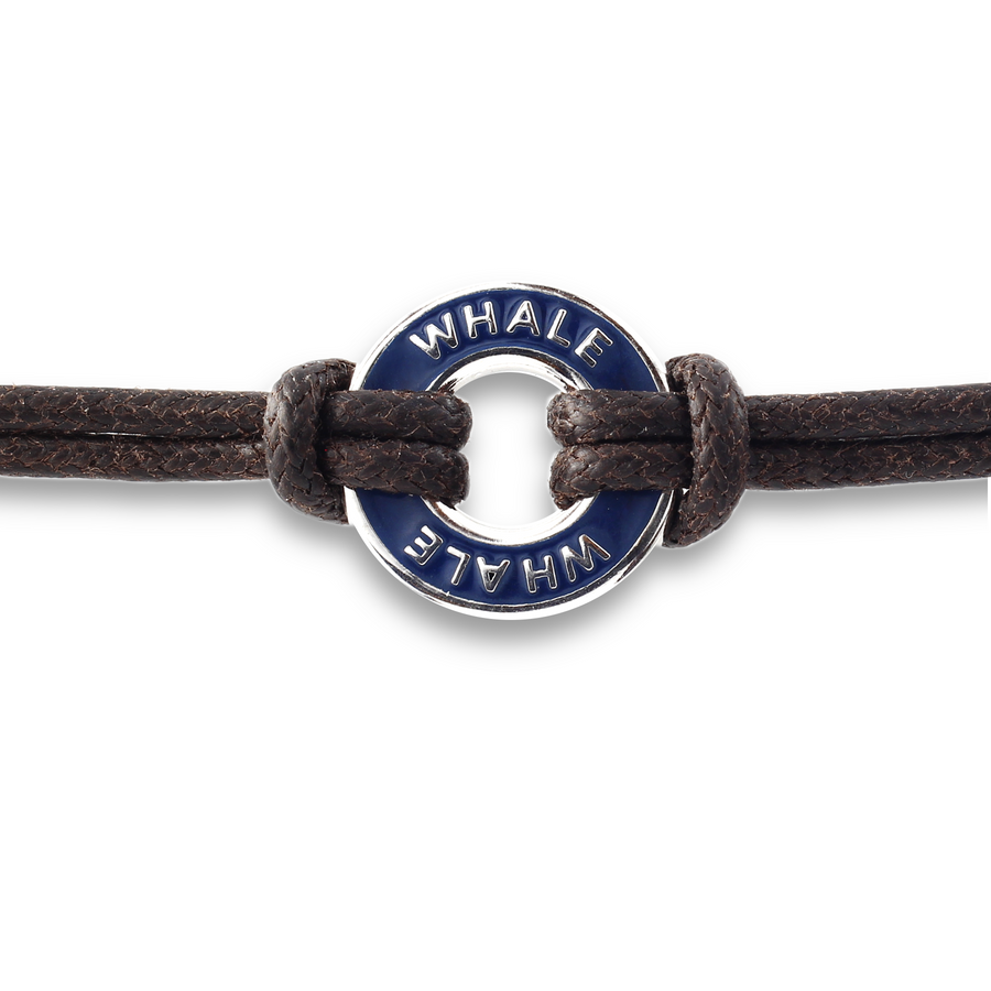 Xtinctio Bracelet - Individually hand forged in Italy from White Bronze and navy Etruscan Enamel in honor of the critically endangered Whale  Eco friendly cotton linen blend waxed cord sourced in Italy.  